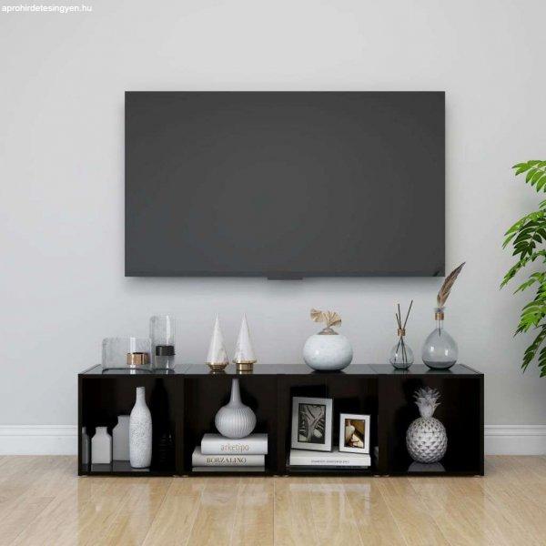vidaXL 4 db fekete forgácslap TV-szekrény 37 x 35 x 37 cm