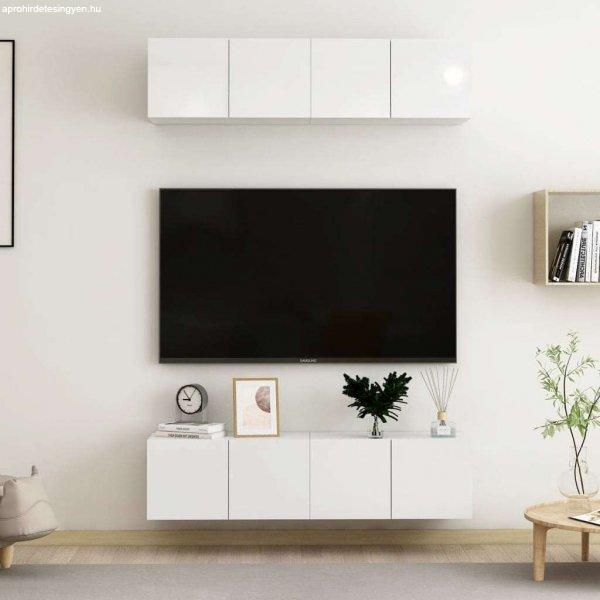 vidaXL 4 db magasfényű fehér forgácslap TV-szekrény 60 x 30 x 30 cm