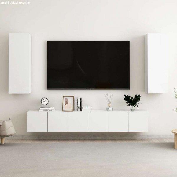vidaXL 5 részes magasfényű fehér forgácslap TV-szekrényszett