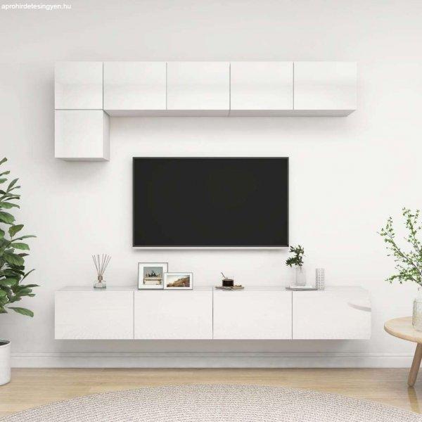 vidaXL 5 részes magasfényű fehér forgácslap TV-szekrényszett