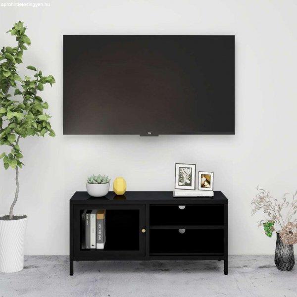 vidaXL fekete acél és üveg TV-szekrény 90 x 30 x 44 cm
