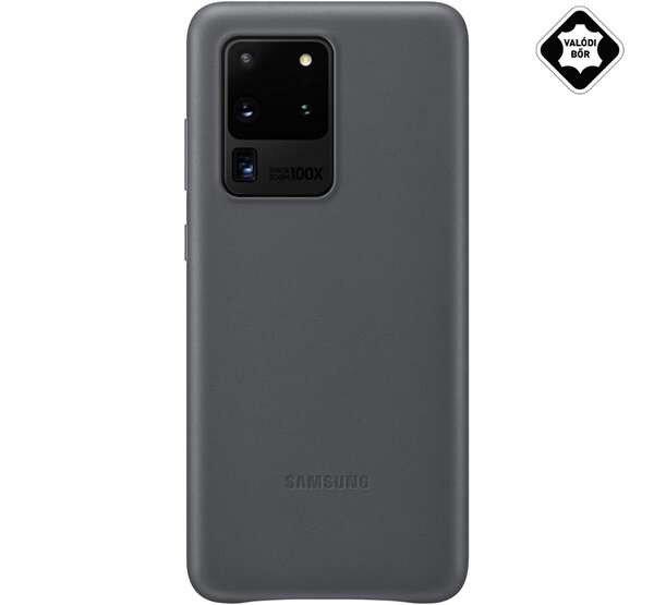 SAMSUNG műanyag telefonvédő (valódi bőr hátlap) SZÜRKE Samsung Galaxy S20
Ultra (SM-G988F), Samsung Galaxy S20 Ultra 5G (SM-G988B)
