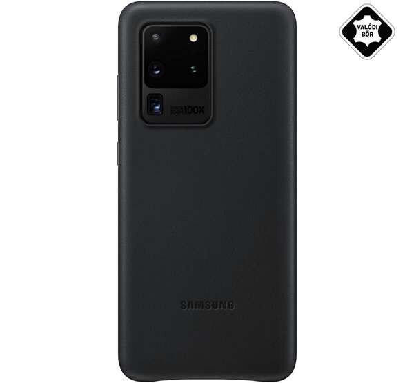 SAMSUNG műanyag telefonvédő (valódi bőr hátlap) FEKETE Samsung Galaxy S20
Ultra (SM-G988F), Samsung Galaxy S20 Ultra 5G (SM-G988B)