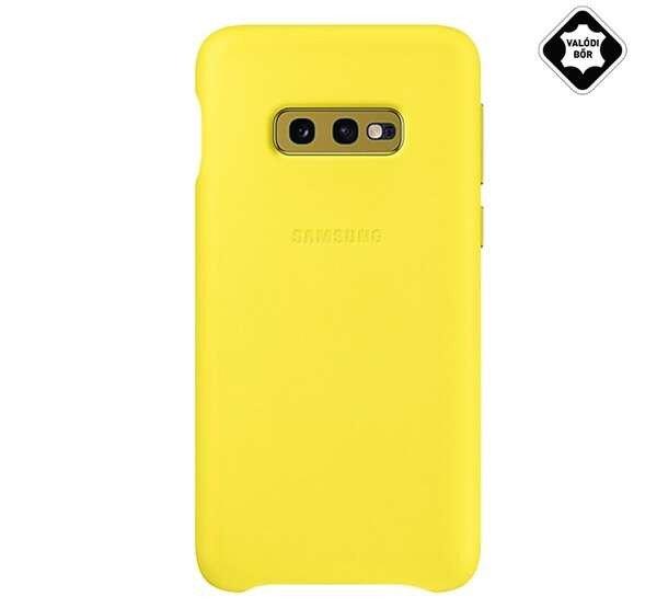 SAMSUNG műanyag telefonvédő (valódi bőr hátlap) SÁRGA Samsung Galaxy S10e
(SM-G970)