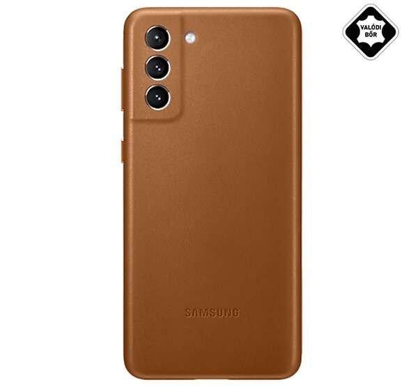 SAMSUNG műanyag telefonvédő (valódi bőr hátlap) BARNA Samsung Galaxy S21
Plus (SM-G996) 5G