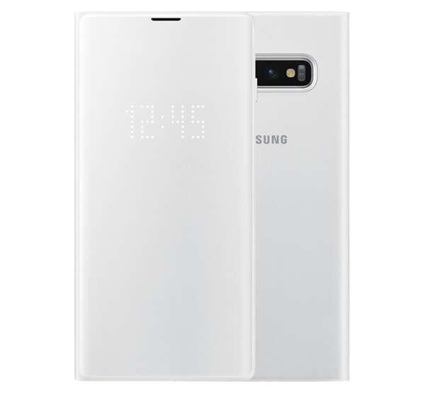 SAMSUNG tok álló (aktív FLIP, oldalra nyíló, bankkártya tartó, LED
kijelző, textil minta) FEHÉR Samsung Galaxy S10e (SM-G970)