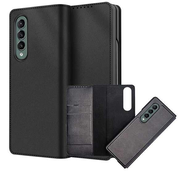 Tok álló, bőr 2in1 (FLIP, oldalra nyíló, bankkártya tartó, mágneses,
asztali tartó funkció) FEKETE Samsung Galaxy Z Fold3 5G (SM-F926)