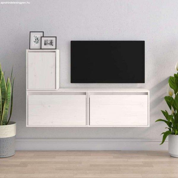 vidaXL 3 darab fehér tömör fenyőfa TV-szekrény