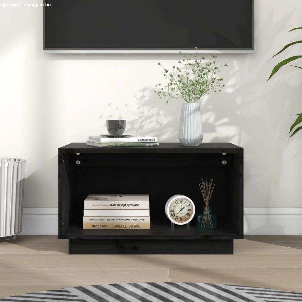 vidaXL fekete tömör fenyőfa TV-szekrény 60x35x35 cm