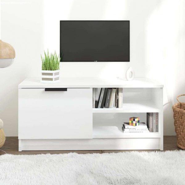 vidaXL fehér magasfényű szerelt fa TV-szekrény 80x35x36,5 cm