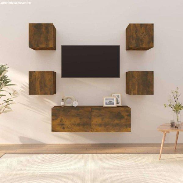 vidaXL füstölt tölgyszínű szerelt fa fali TV-szekrényszett