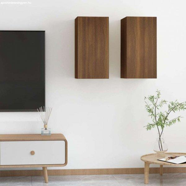 vidaXL 2 db barna tölgy színű szerelt fa TV-szekrény 30,5x30x60 cm