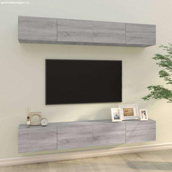 vidaXL 4 db szürke sonoma színű fali TV-szekrény 100 x 30 x 30 cm