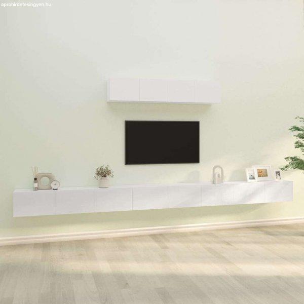 vidaXL 6 részes magasfényű fehér szerelt fa TV-szekrényszett