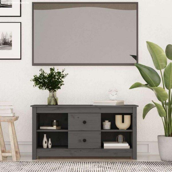 vidaXL szürke tömör fenyőfa TV-szekrény 103 x 36,5 x 52 cm