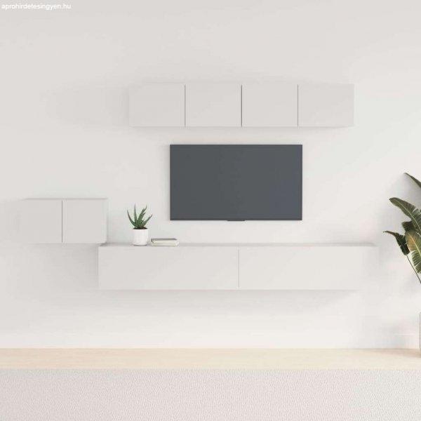 vidaXL 5 részes fehér szerelt fa TV-szekrényszett