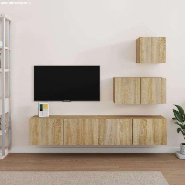 vidaXL 4 részes sonoma tölgy színű szerelt fa TV-szekrényszett