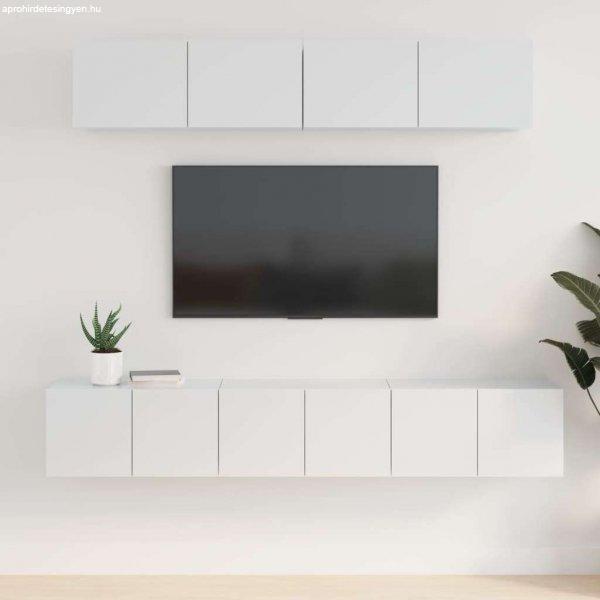 vidaXL 5 részes magasfényű fehér szerelt fa TV-szekrényszett