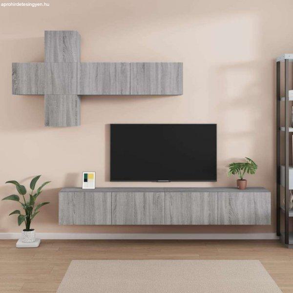 vidaXL 7 részes szürke sonoma színű szerelt fa TV-szekrényszett