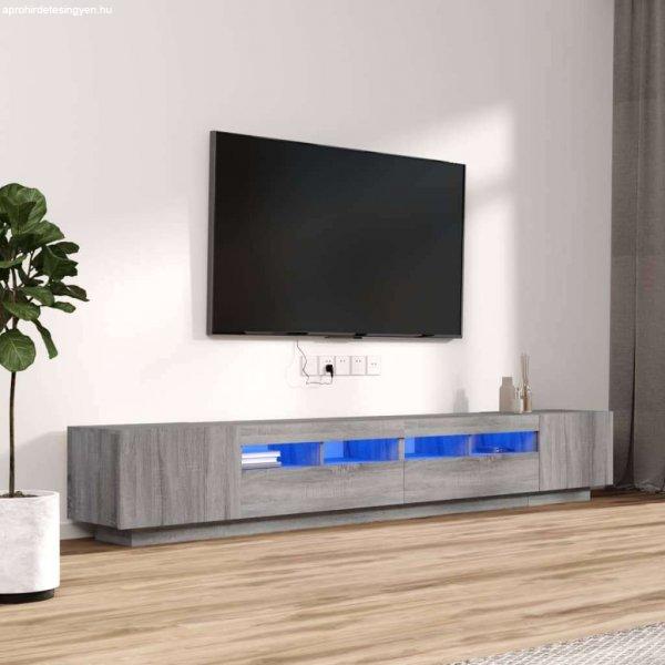 vidaXL 3 részes szürke sonoma színű fa TV-szekrény szett LED-lámpákkal
