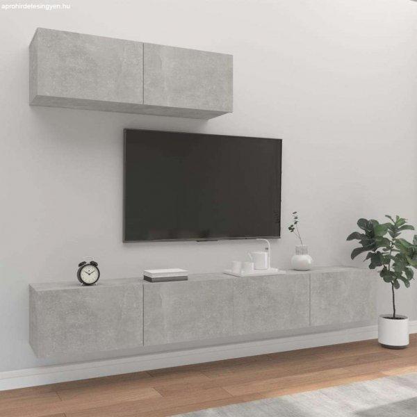 vidaXL 3 részes betonszürke szerelt fa TV-szekrényszett