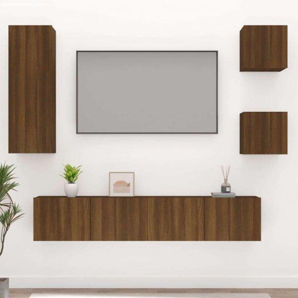 vidaXL 5 részes barna tölgy színű szerelt fa TV-szekrényszett