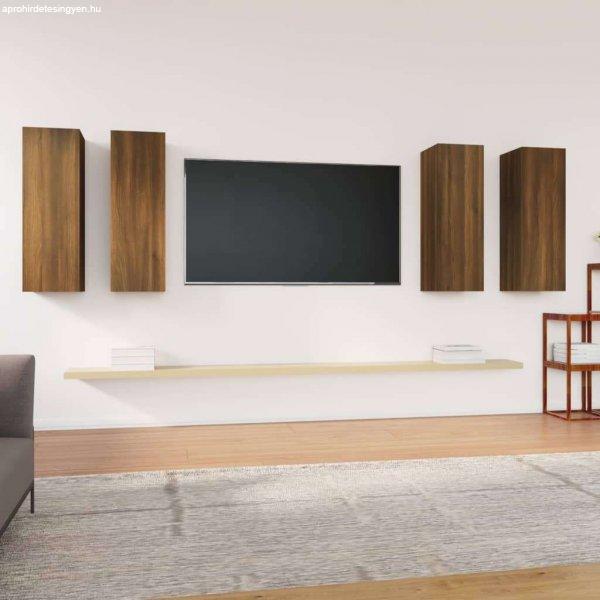 vidaXL 4 db barna tölgyszínű szerelt fa TV-szekrény 30,5 x 30 x 90 cm