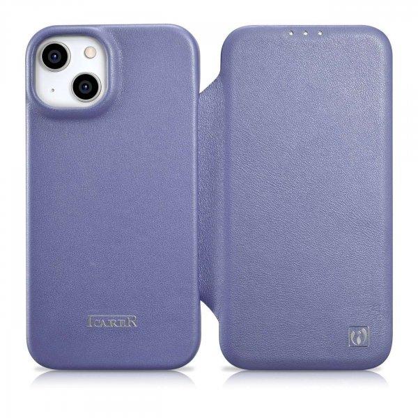 iCarer CE prémium bőr fóliatok iPhone 14 Flip mágneses MagSafe világos lila
(WMI14220713-LP)