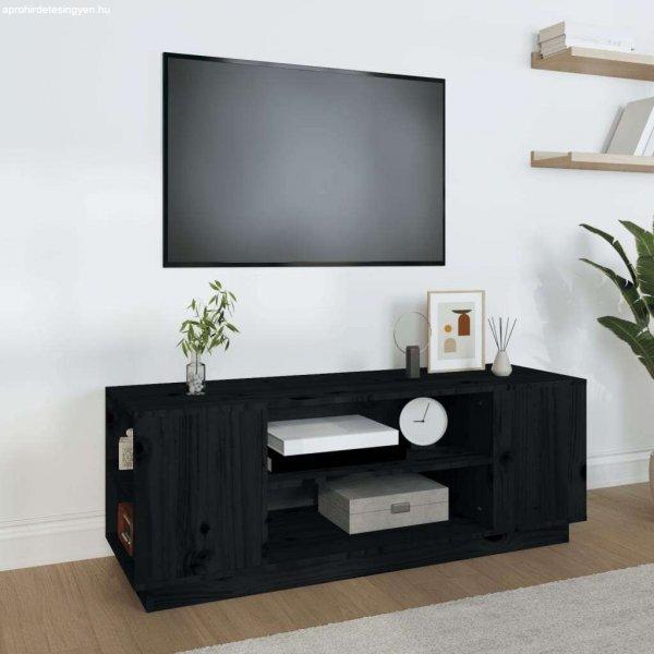 vidaXL fekete tömör fenyőfa TV-szekrény 110x35x40,5 cm