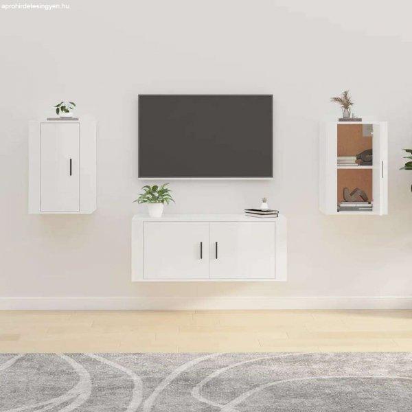 vidaXL 2 db magasfényű fehér fali TV-szekrény 40x34,5x60 cm