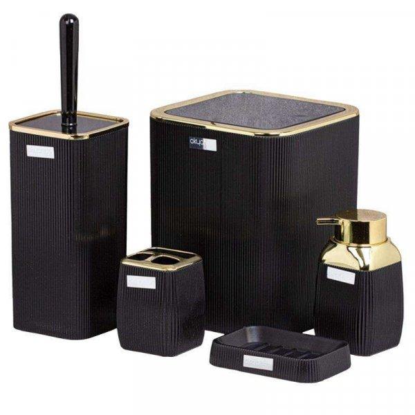Modern műanyag fürdőszoba szett 5 darabos Fekete-Arany