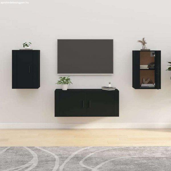 vidaXL 2 db fekete falra szerelhető TV-szekrény 40 x 34,5 x 60 cm