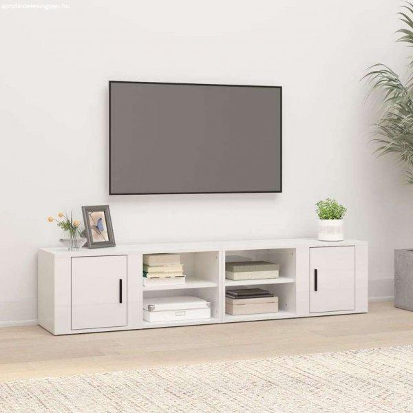 vidaXL 2 db magasfényű fehér szerelt fa TV-szekrény 80x31,5x36 cm
