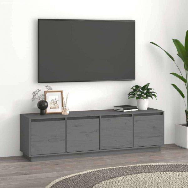 vidaXL szürke tömör fenyőfa TV-szekrény 156 x 37 x 45 cm