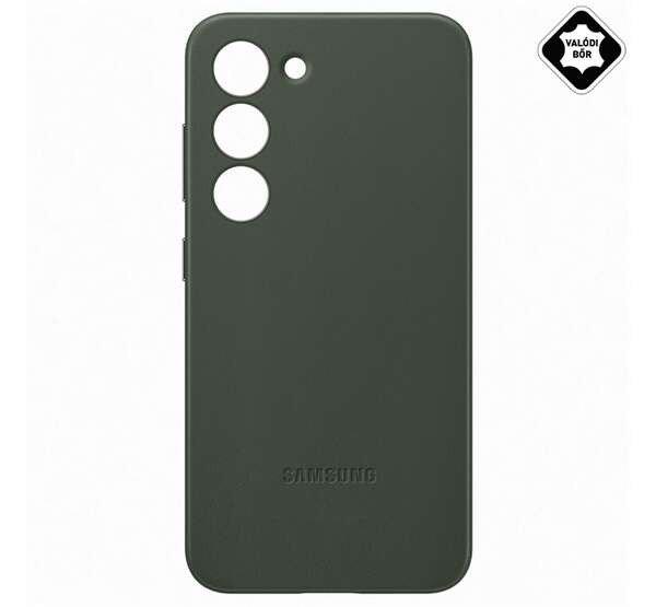 SAMSUNG műanyag telefonvédő (valódi bőr hátlap) ZÖLD Samsung Galaxy S23
Plus (SM-S916)