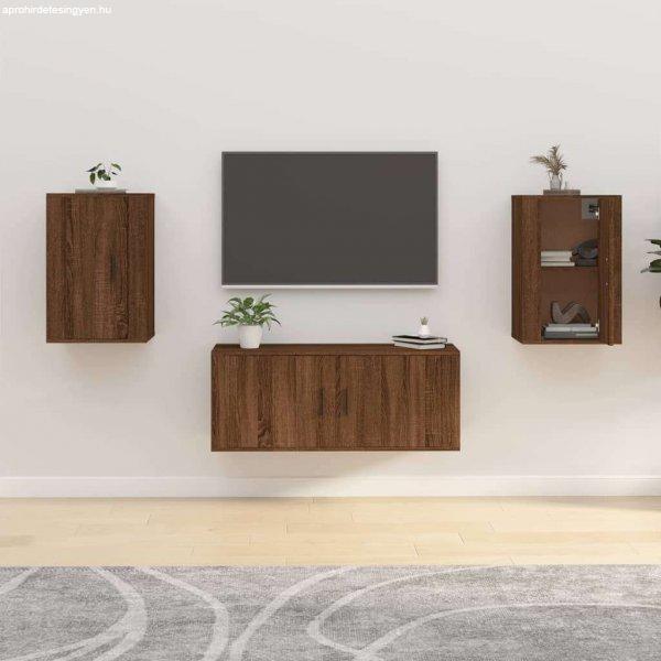 vidaXL 2 db barna tölgy falra szerelhető TV-szekrény 40x34,5x60 cm