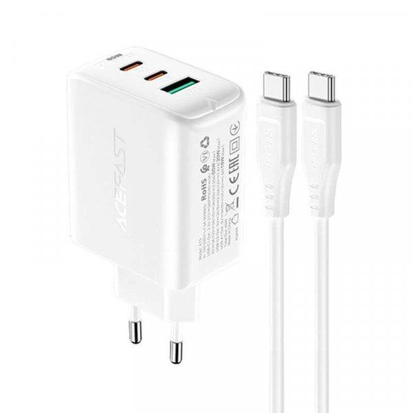 ACEFFY 2IN1 Töltő 2x USB type-c / USB 65W, PD, QC 3.0, AFC, FCP (Kábeles
készlet) Fehér (A13 fehér)