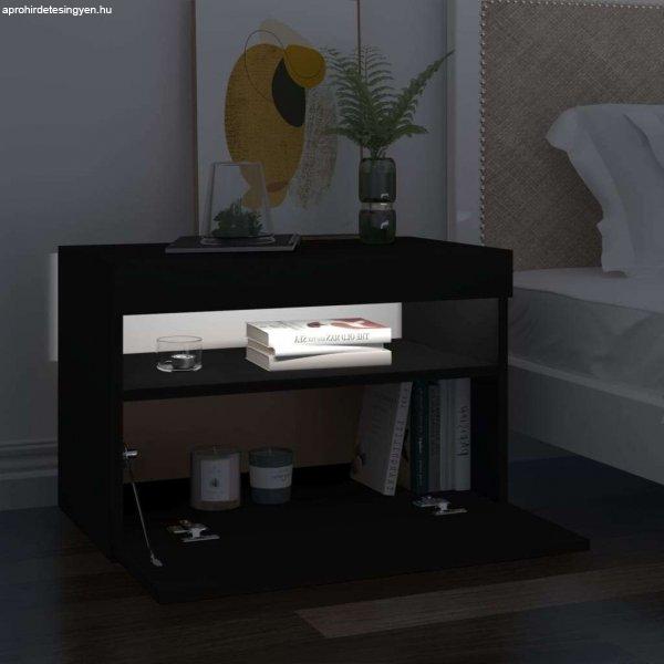 2 db fekete tv-szekrény led-lámpákkal 60 x 35 x 40 cm