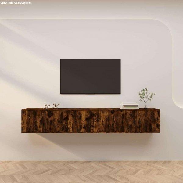 vidaXL 3 db füstös tölgyszínű fali TV-szekrény 80 x 34,5 x 40 cm