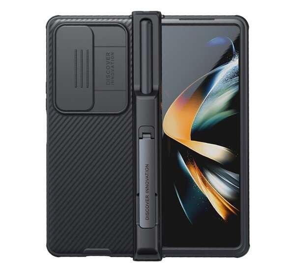 NILLKIN CAMSHIELD PRO MAGNETIC műanyag telefonvédő (közepesen ütésálló,
kamera védelem, fémlemez, csíkos) FEKETE Samsung Galaxy Z Fold4 5G (SM-F936)