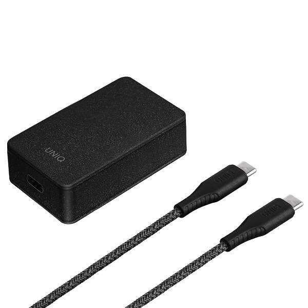 UNIQ töltő Versa Slim USB-C PD 18W + kábel USB-C fekete (LITHOS Collective)