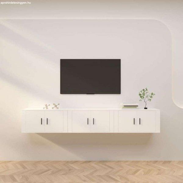 vidaXL 3 db fehér falra szerelhető TV-szekrény 80 x 34,5 x 40 cm