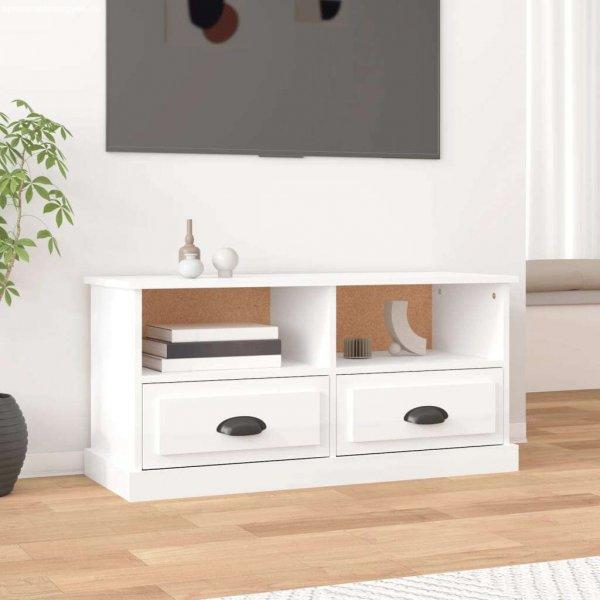 vidaXL fehér magasfényű szerelt fa TV-szekrény 93x35,5x45 cm