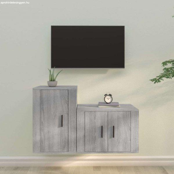vidaXL 2 részes szürke sonoma színű szerelt fa TV-szekrényszett