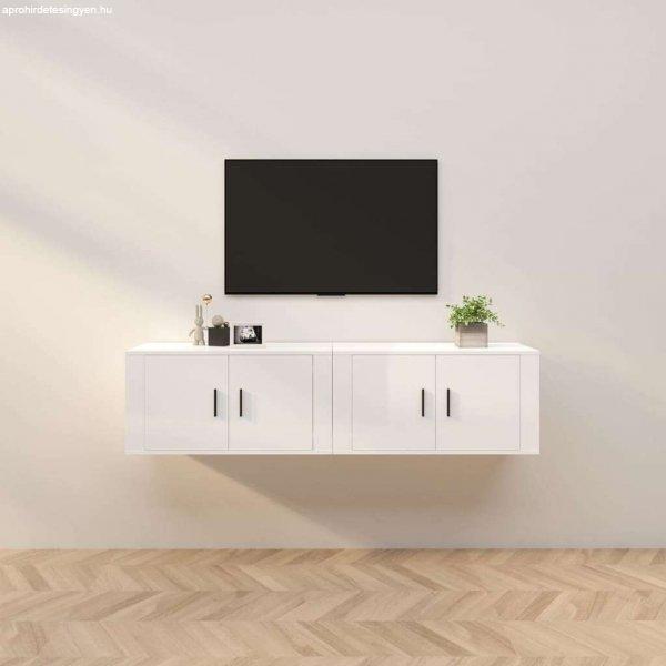 vidaXL 2 db magasfényű fehér fali TV-szekrény 80 x 34,5 x 40 cm