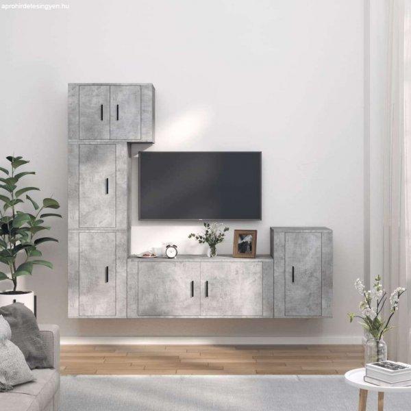 vidaXL 5 részes betonszürke szerelt fa TV-szekrényszett
