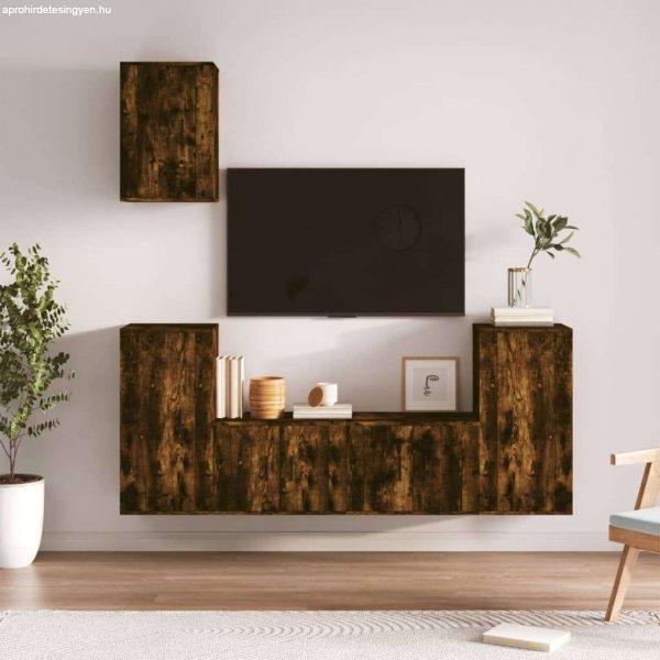 vidaXL 5 részes füstös tölgy színű szerelt fa TV-szekrényszett