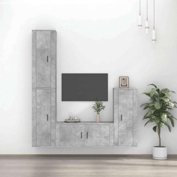 vidaXL 4 részes betonszürke szerelt fa TV-szekrényszett