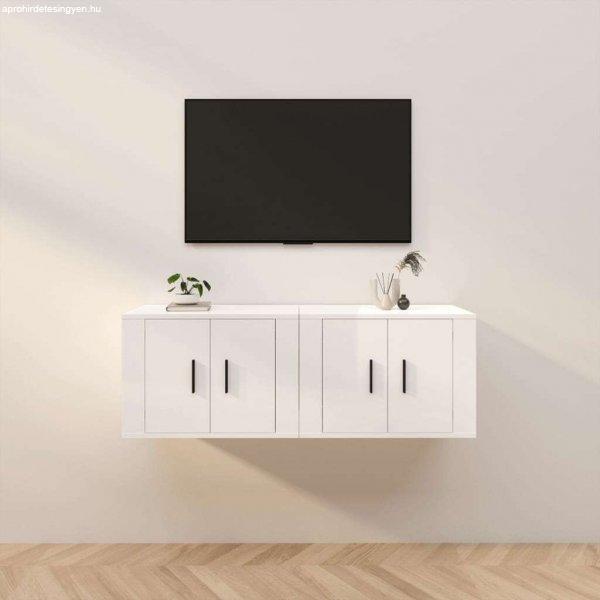vidaXL 2 db magasfényű fehér fali TV-szekrény 57 x 34,5 x 40 cm