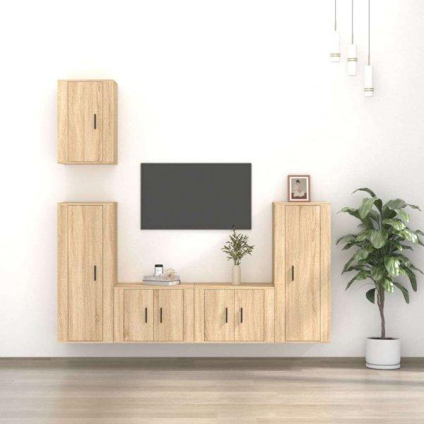 vidaXL 5 részes sonoma tölgy színű szerelt fa TV-szekrényszett